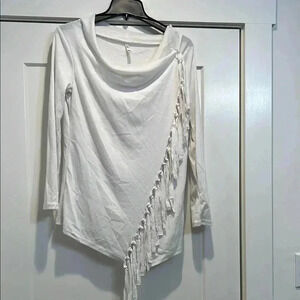 Lucky white fringe scoop neck blouse size small.